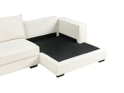 Divano angolare RENDERS Bouclé Bianco sporco con ottomana Lato Sinistro