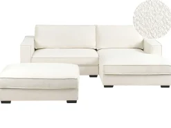 Divano angolare RENDERS Bouclé Bianco sporco con ottomana Lato Sinistro