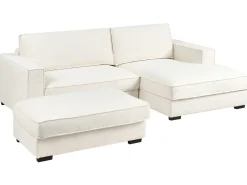 Divano angolare RENDERS Bouclé Bianco sporco con ottomana Lato Sinistro