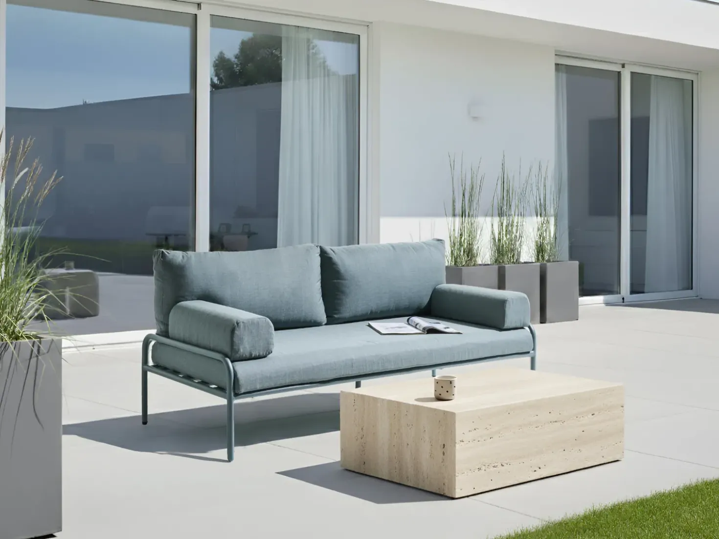 Divano da giardino 2 posti SOLOFRA Metallo Verde menta