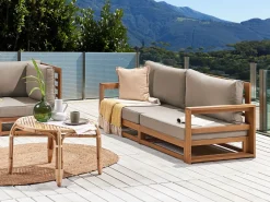 Divano da giardino 2 posti TIMOR Modulare Legno di acacia certificato Marrone chiaro