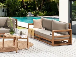 Divano da giardino 2 posti TIMOR Modulare Legno di acacia certificato Marrone chiaro