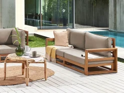 Divano da giardino 2 posti TIMOR Modulare Legno di acacia certificato Marrone chiaro