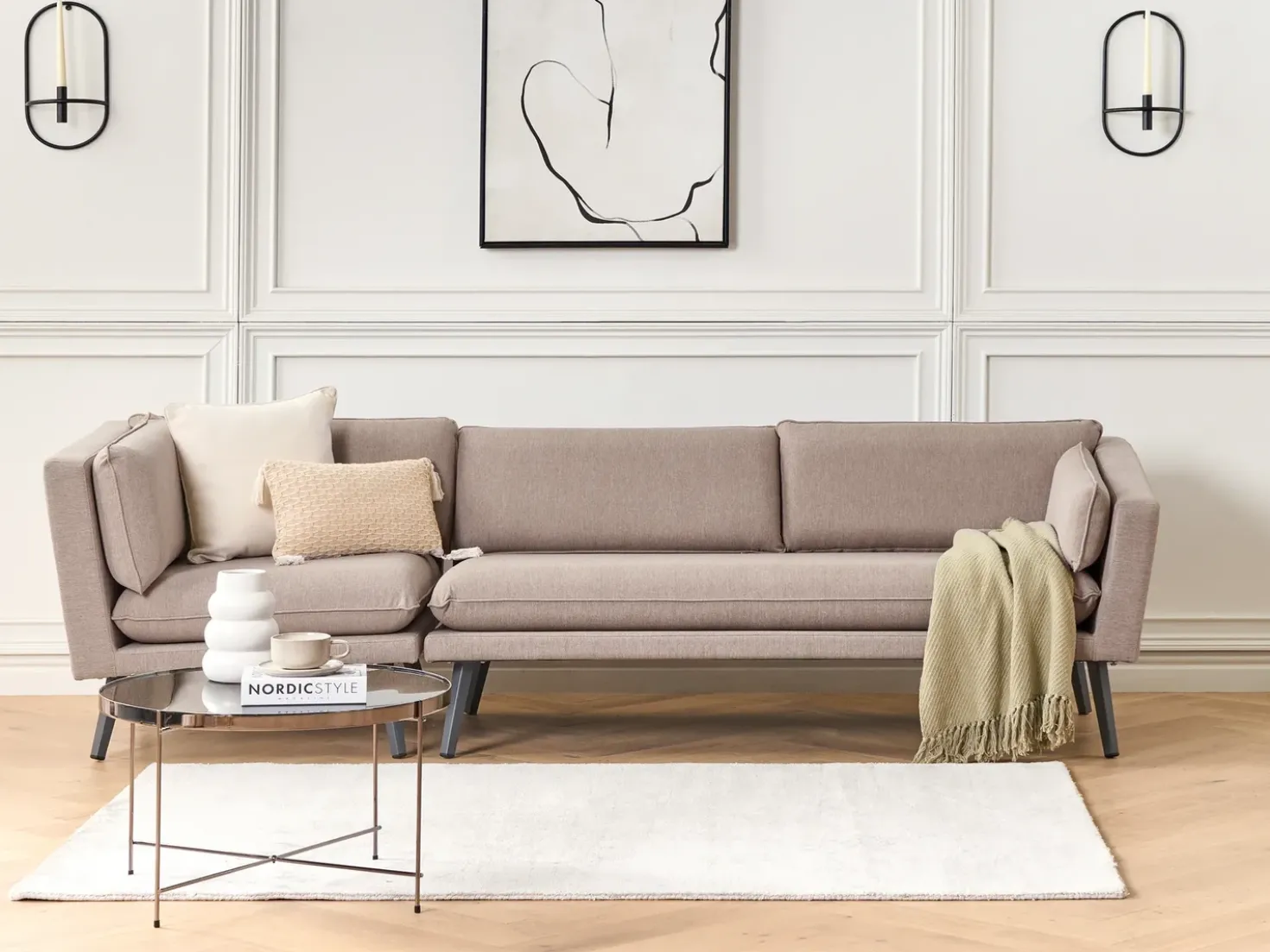 Divano da giardino 3 posti LORETELLO Lato Sinistro Beige