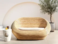 Divano da giardino 2 posti MAIORI Rattan Naturale
