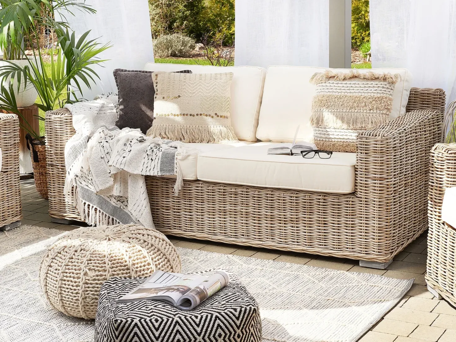 Divano da giardino 2 posti ARDEA Rattan Marrone chiaro