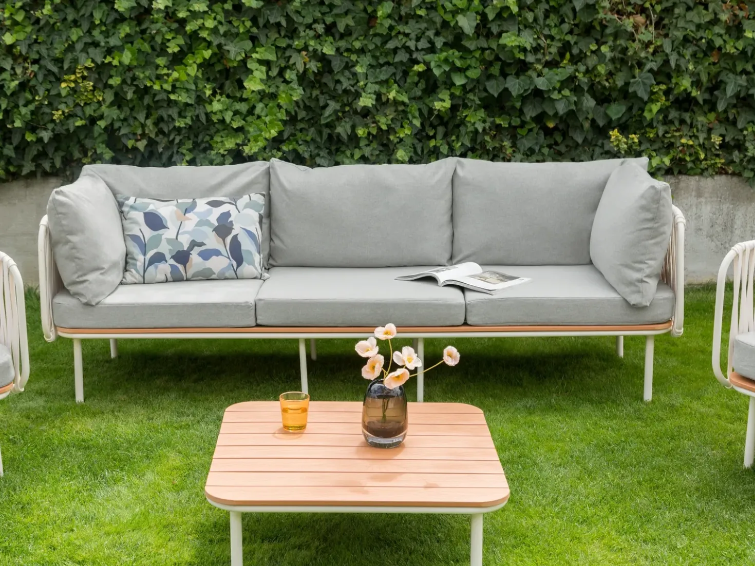 Divano da giardino 3 posti SENISE Metallo Grigio