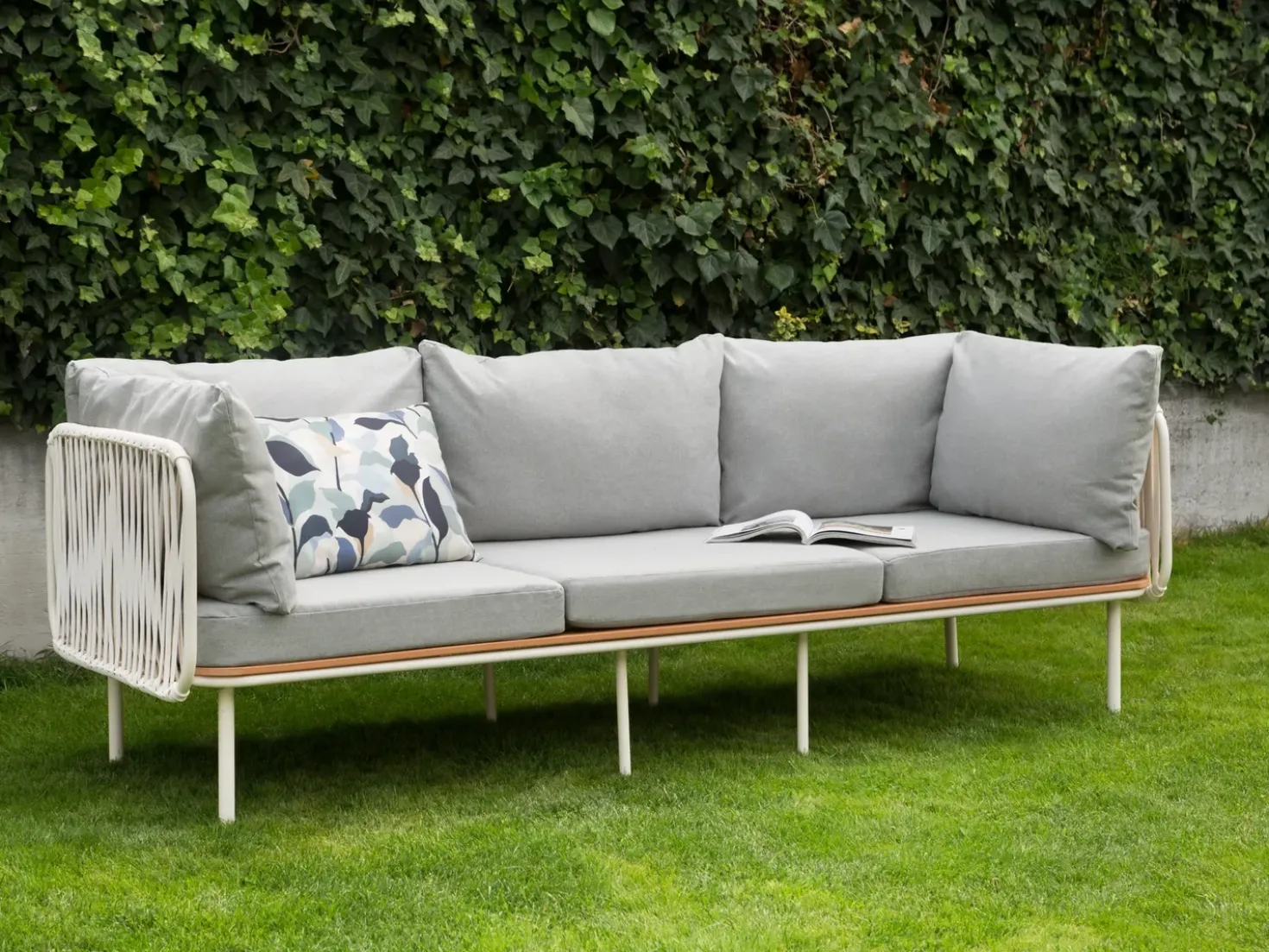 Divano da giardino 3 posti SENISE Metallo Grigio