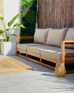 Divano da giardino 3 posti TIMOR Modulare Legno di acacia certificato Marrone chiaro