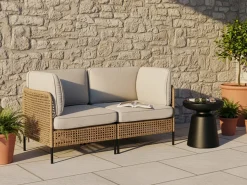 Divano da giardino 2 posti OMEGANA Rattan sintetico (PE) Beige chiaro