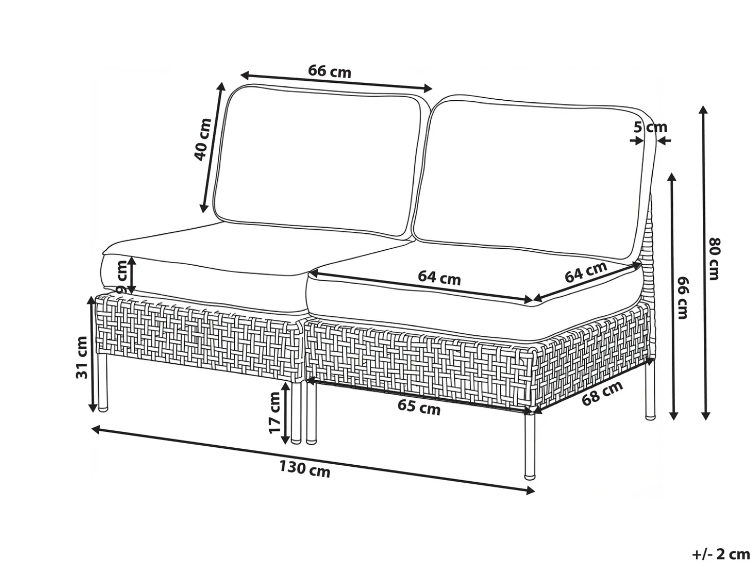 Divano da giardino 2 posti OMEGANA Senza braccia Rattan sintetico (PE) Beige chiaro