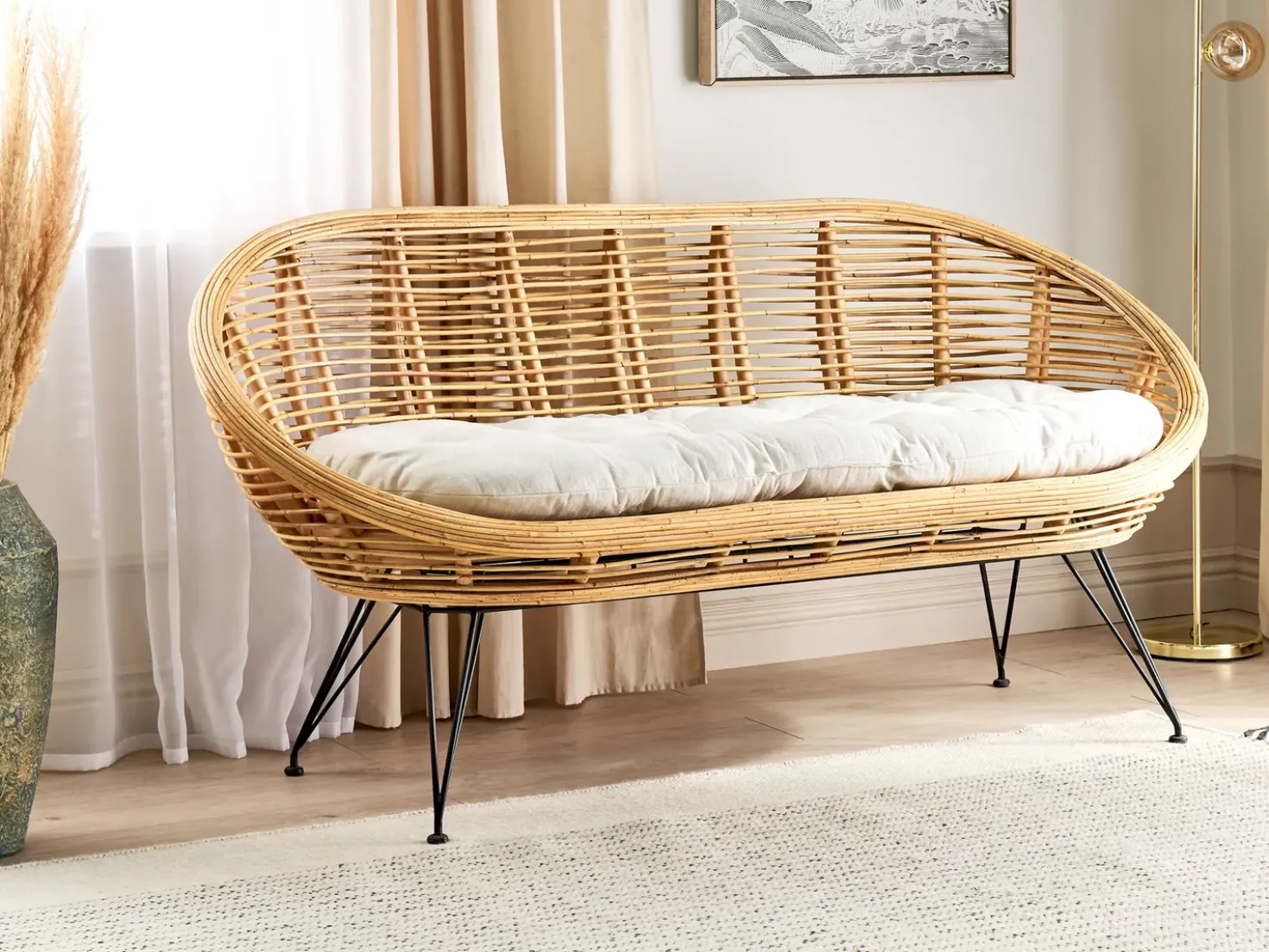 Divano da giardino 2 posti MARATEA Rattan Naturale