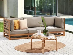 Divano da giardino 3 posti TRANI Modulare Legno di acacia certificato Marrone chiaro