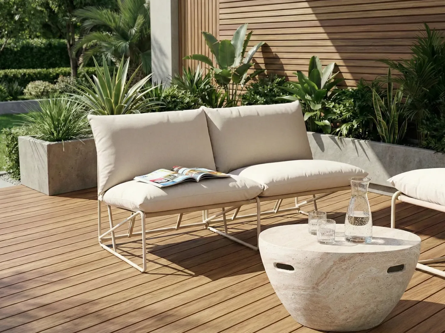 Divano da giardino 2 posti PICO Metallo Beige chiaro