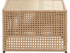 Divano da giardino a forma di U 6 posti OMEGANA Modulare Rattan sintetico (PE) Beige chiaro