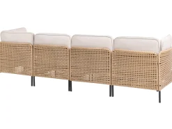 Divano da giardino a forma di U 6 posti OMEGANA Modulare Rattan sintetico (PE) Beige chiaro