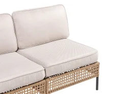 Divano da giardino a forma di U 6 posti OMEGANA Modulare Rattan sintetico (PE) Beige chiaro