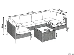 Divano da giardino a forma di U 6 posti OMEGANA Modulare Rattan sintetico (PE) Beige chiaro