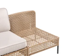 Divano da giardino a forma di U 6 posti OMEGANA Modulare Rattan sintetico (PE) Beige chiaro
