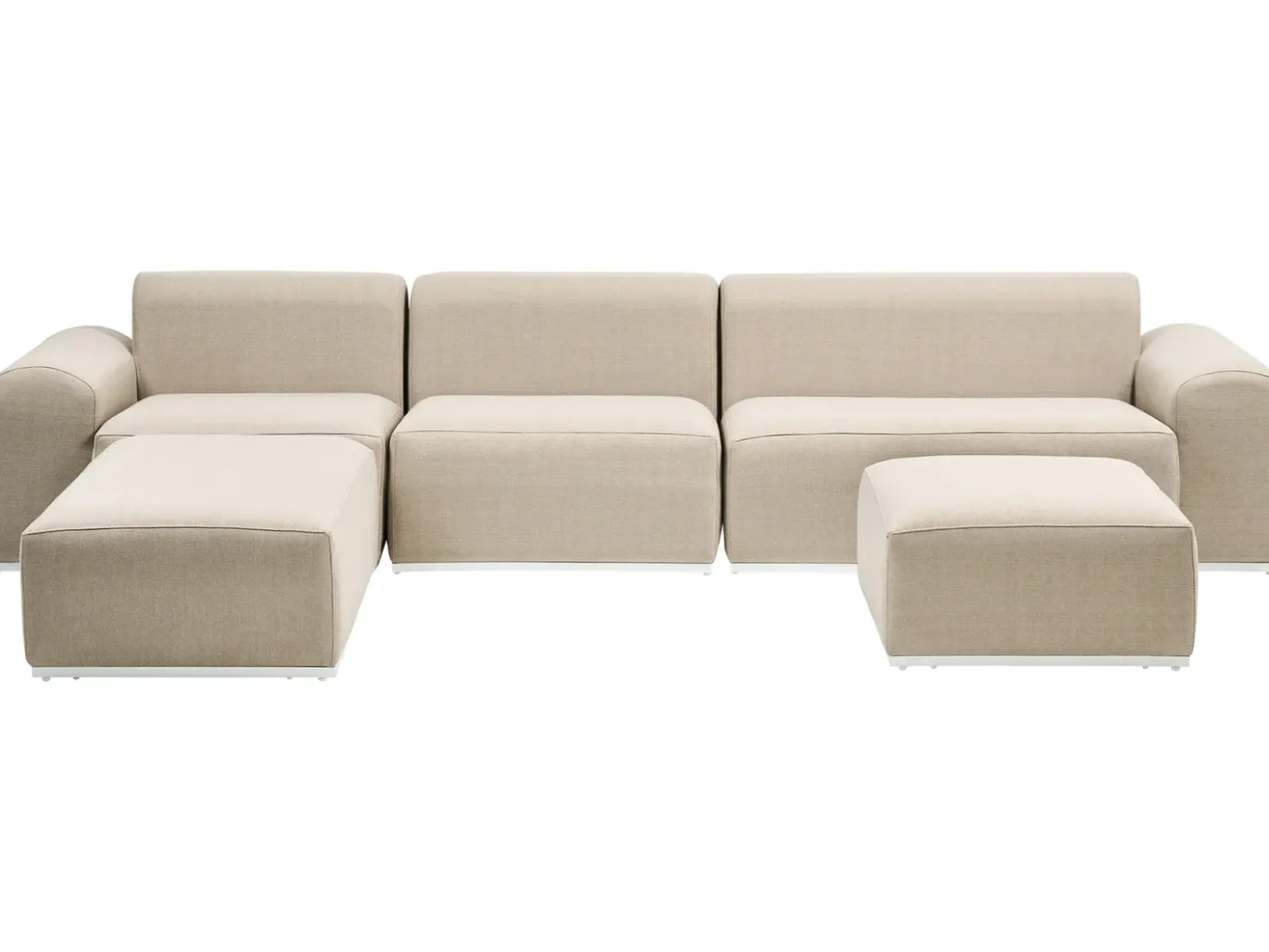 Divano da giardino con pouf 7 posti BATTIFOLLO Modulare Beige