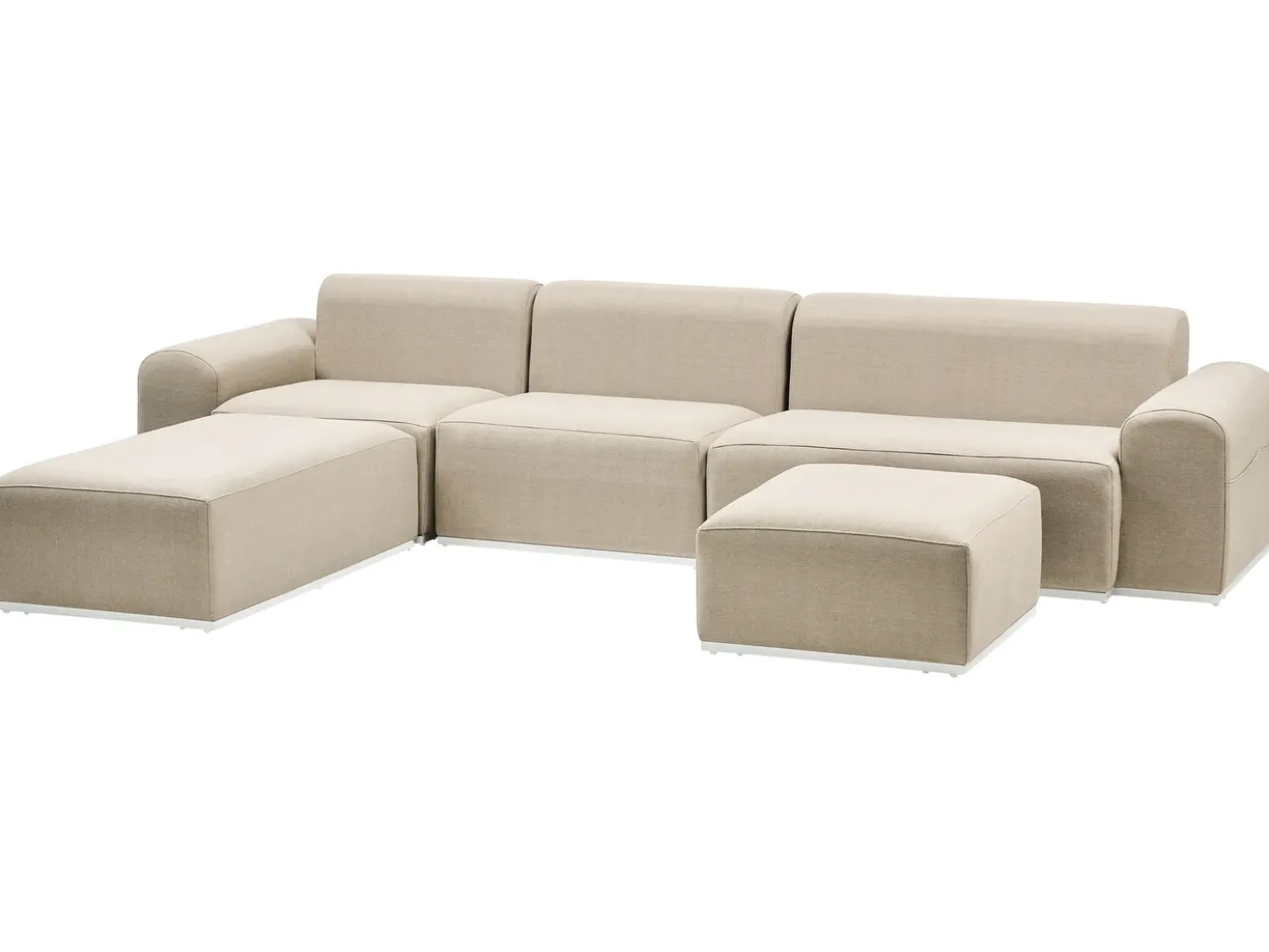 Divano da giardino con pouf 7 posti BATTIFOLLO Modulare Beige