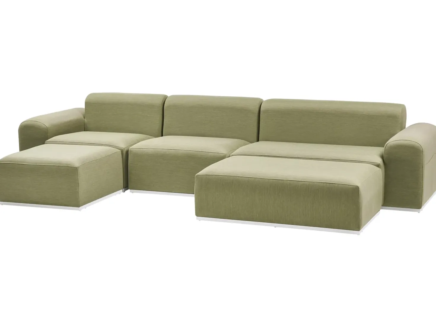 Divano da giardino con pouf 7 posti BATTIFOLLO Modulare Verde oliva