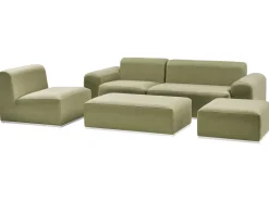 Divano da giardino con pouf 7 posti BATTIFOLLO Modulare Verde oliva