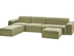 Divano da giardino con pouf 7 posti BATTIFOLLO Modulare Verde oliva