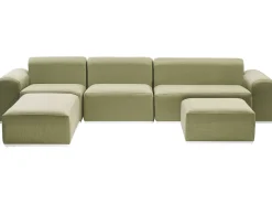 Divano da giardino con pouf 7 posti BATTIFOLLO Modulare Verde oliva