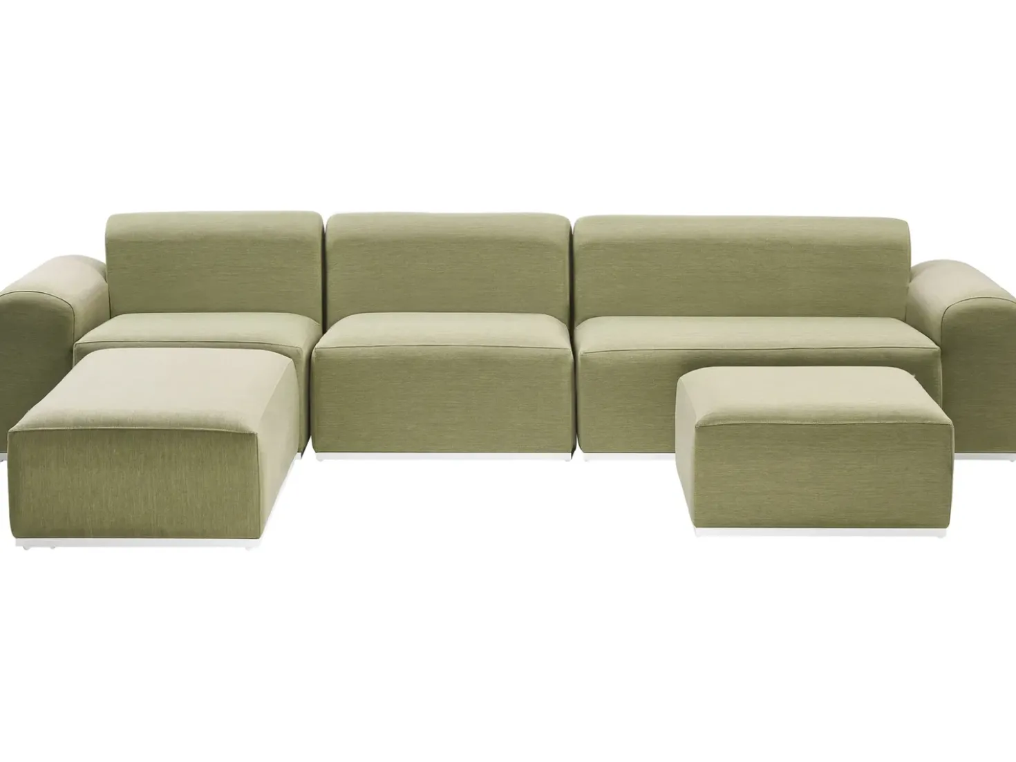 Divano da giardino con pouf 7 posti BATTIFOLLO Modulare Verde oliva