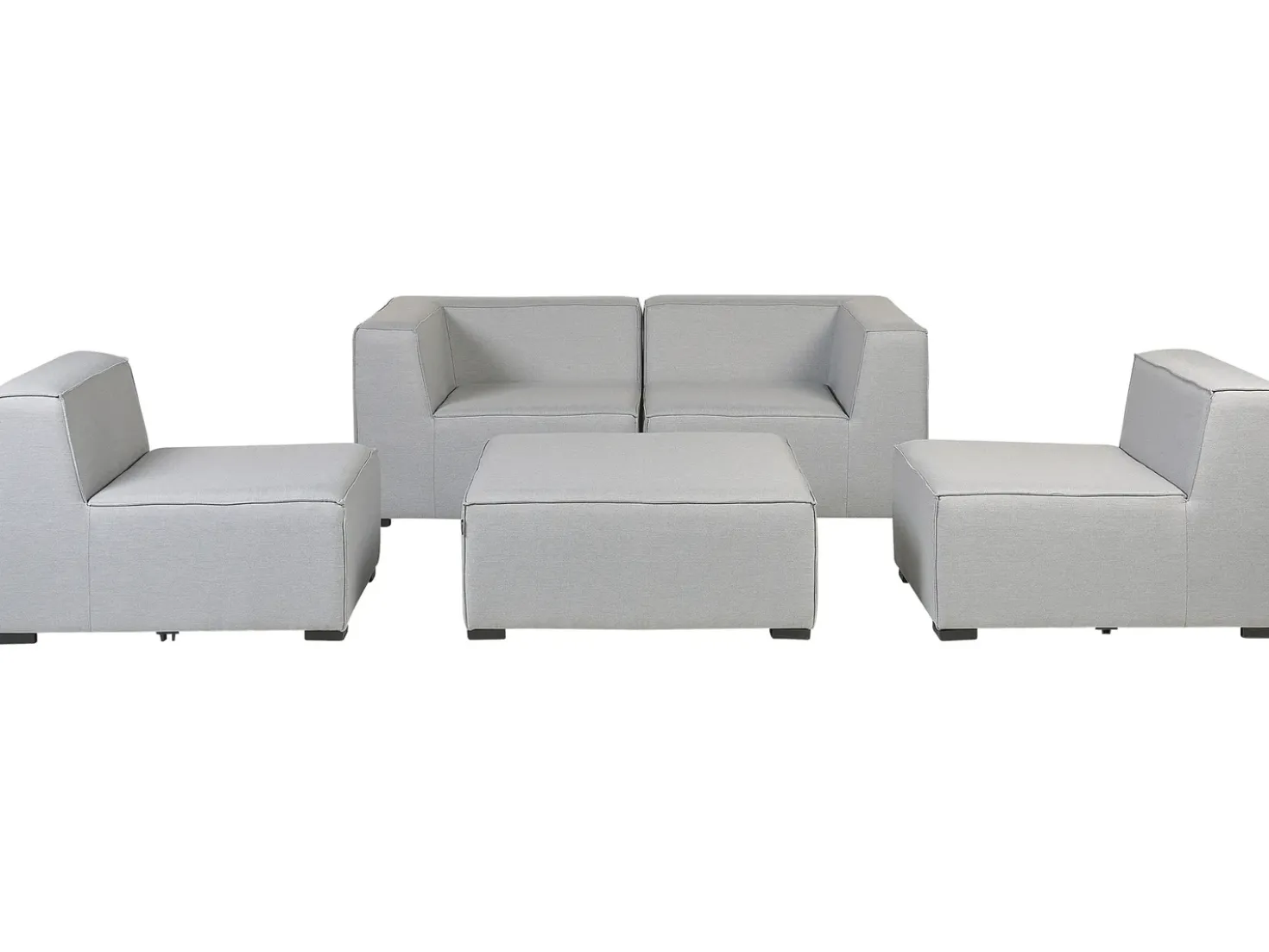 Divano da giardino con pouf 4 posti AREZZO Modulare Grigio chiaro