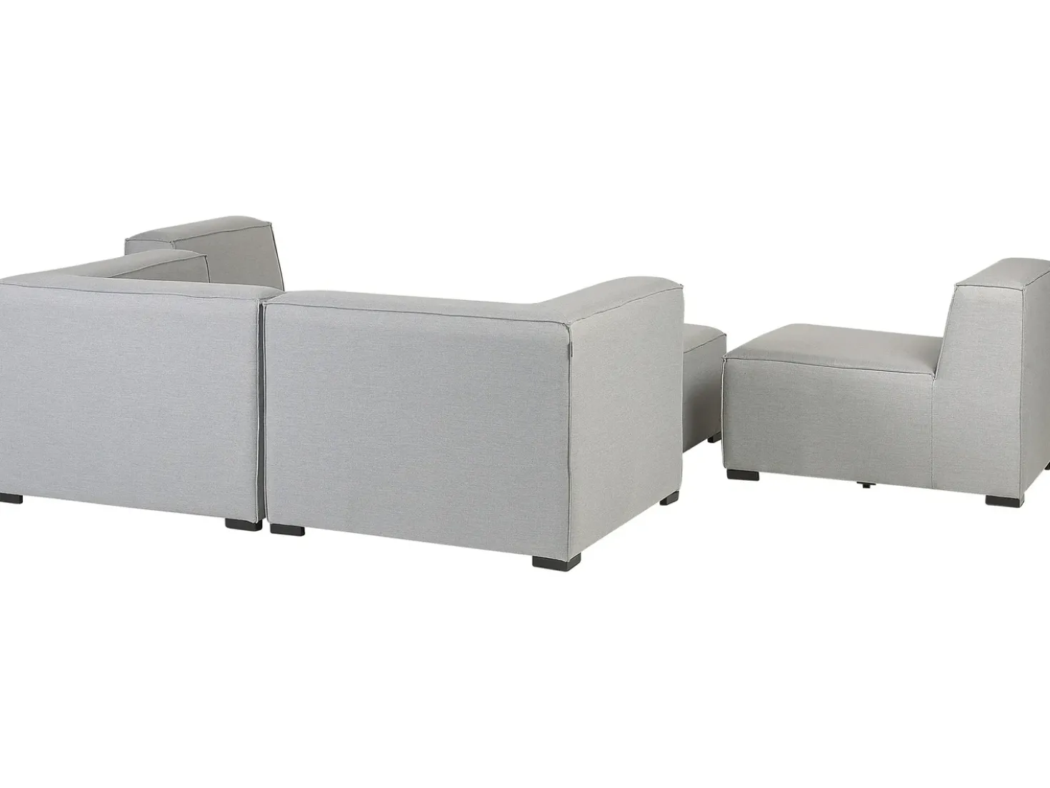 Divano da giardino con pouf 4 posti AREZZO Modulare Grigio chiaro
