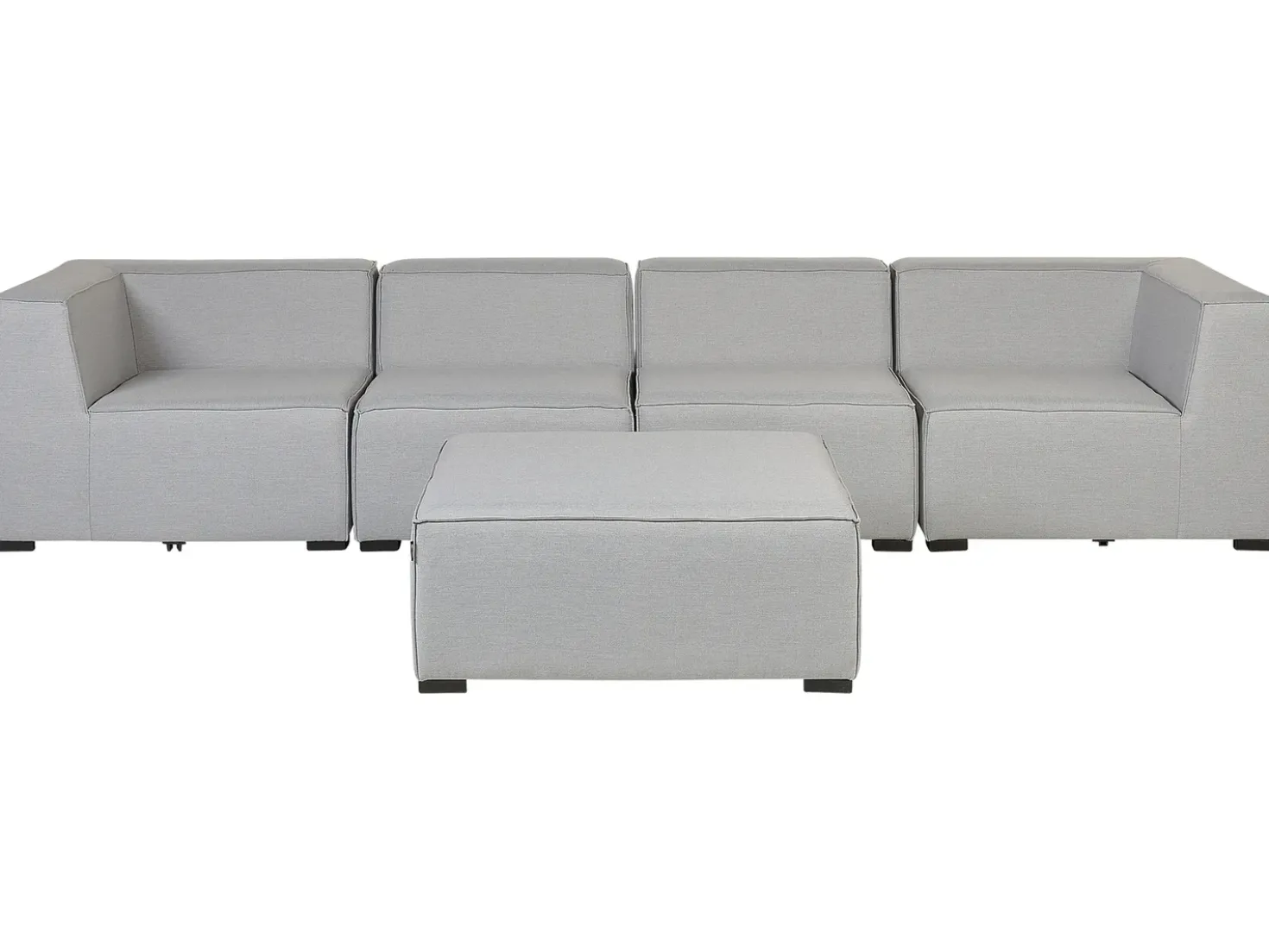 Divano da giardino con pouf 4 posti AREZZO Modulare Grigio chiaro