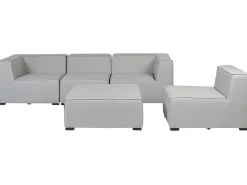 Divano da giardino con pouf 4 posti AREZZO Modulare Grigio chiaro