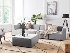 Divano da giardino con pouf 4 posti AREZZO Modulare Grigio chiaro