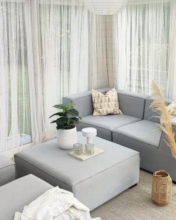 Divano da giardino con pouf 4 posti AREZZO Modulare Grigio chiaro