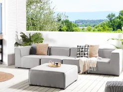 Divano da giardino con pouf 4 posti AREZZO Modulare Grigio chiaro