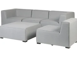 Divano da giardino con pouf 4 posti AREZZO Modulare Grigio chiaro