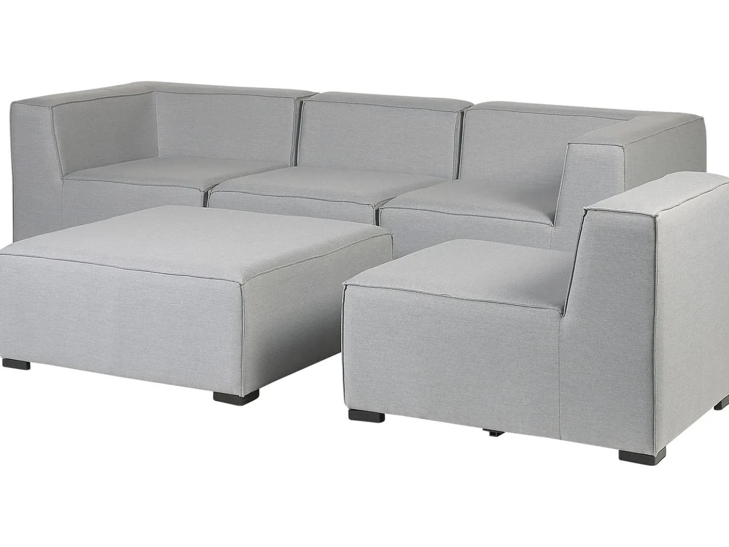 Divano da giardino con pouf 4 posti AREZZO Modulare Grigio chiaro