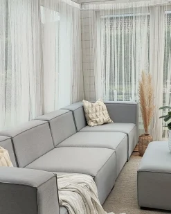 Divano da giardino con pouf 4 posti AREZZO Modulare Grigio chiaro