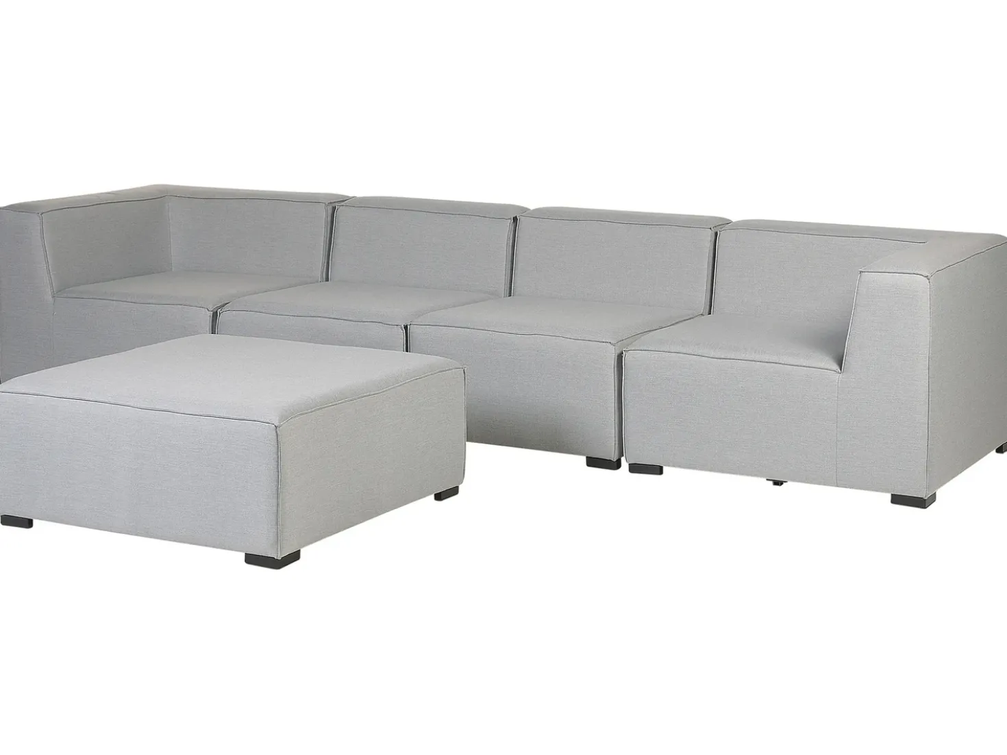 Divano da giardino con pouf 4 posti AREZZO Modulare Grigio chiaro