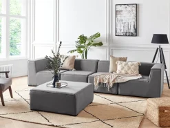 Divano da giardino con pouf 4 posti AREZZO Modulare Grigio