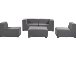 Divano da giardino con pouf 4 posti AREZZO Modulare Grigio