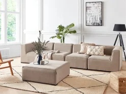 Divano da giardino con pouf 4 posti AREZZO Modulare Beige