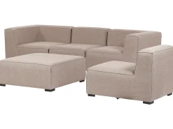 Divano da giardino con pouf 4 posti AREZZO Modulare Beige