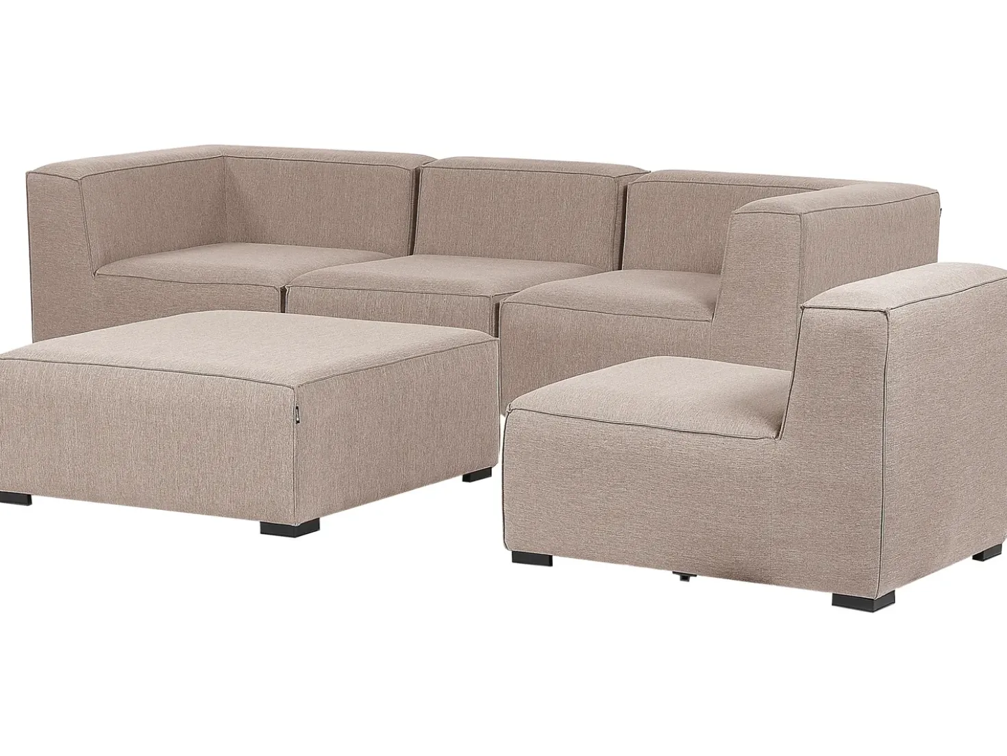 Divano da giardino con pouf 4 posti AREZZO Modulare Beige