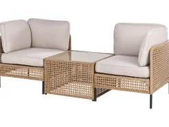 Divano da giardino con tavolo 2 posti OMEGANA Rattan sintetico (PE) Beige chiaro