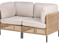 Divano da giardino con tavolo 2 posti OMEGANA Rattan sintetico (PE) Beige chiaro