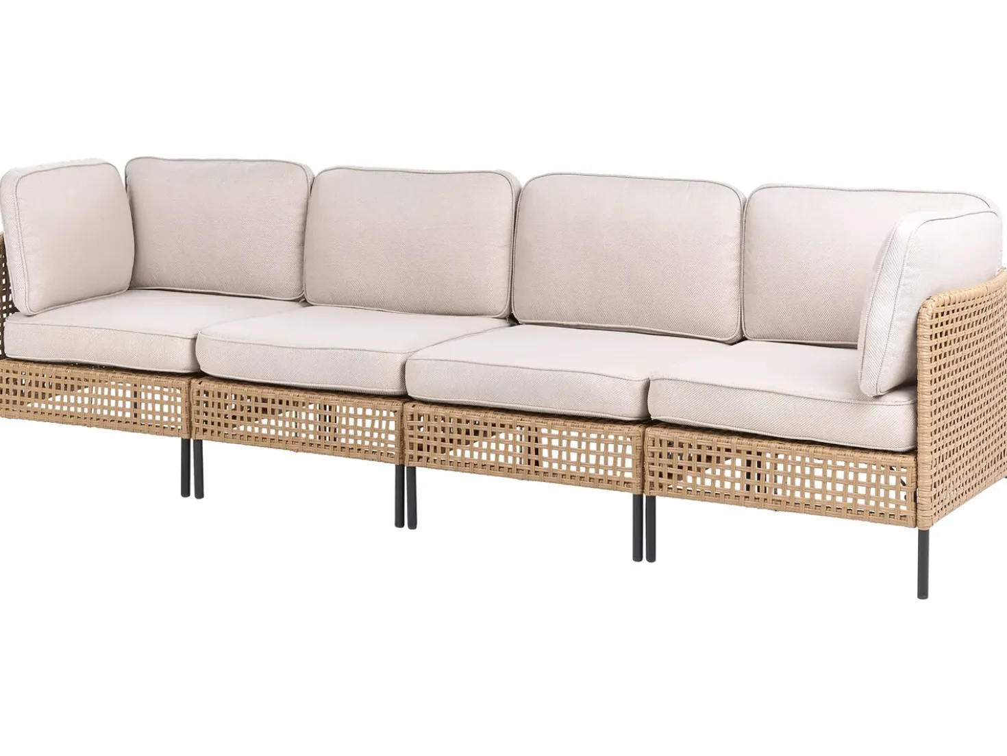 Divano da giardino con tavolo 4 posti OMEGANA Modulare Rattan sintetico (PE) Beige chiaro