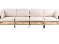 Divano da giardino con tavolo 4 posti OMEGANA Modulare Rattan sintetico (PE) Beige chiaro